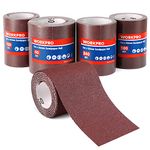 WORKPRO Sandpaper Roll Set 4 Rolls, 9.3cm x 5m, 60/120/180/240 Grit, Aluminium Oxide Abrasive Sanding Paper for Sanding, Polishing and Rust Removal