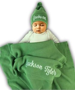 Personalized Baby Blanket, 100% Organic GOTS Certified Cotton, Customized Swaddle Blanket with Name, Receiving Blankets for Boys and Girls, Perfect Custom Gifts for Newborns, Kids and Baby Showers