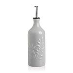 Sweejar Home Ceramic Olive Oil Dispenser Bottle, 570ml Relief Opaque Oil Cruet Protects Oil To Reduce Oxidation, Suitable For Storage Of Oil, Vinegar, Soy Sauce, Coffee Syrup, Liquids (Gray)