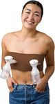 Pump Strap Hands Free Pumping Bra | Strapless, Wireless, Adjustable | Maternity Bra for Multitasking and Compression Brown