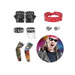 FASBET 9pcs Rock Star Heavy Metal Set Rock Star Fancy Dress Kids and Men Punk Accessories Rockstar Accessories Kids Rockstar Fancy Dress Kids Rock Star Costume Boys and Girls Rockstar Costume