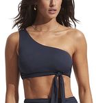 Seafolly Women's One Shoulder Bikini Top Swimsuit Sash Detail, Eco Collective True Navy, 6