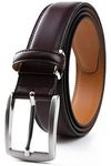 Contacts Men's Genuine Leather Pin Buckle Belt | Leather Belt for Men Classic Designs for Work & Business Casual (Dark Brown)