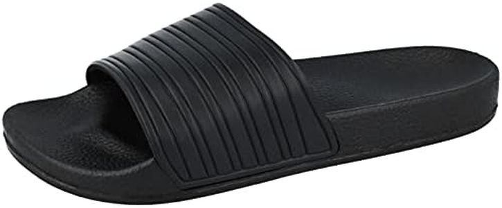 Yinka Shoes Mens Stripe Sliders, Black, 10 UK