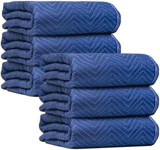 JourneyO Padded Moving & Packing Blankets-Heavy Duty Pro - 80" x 72" (90lb/dz Weight) - Furniture Shipping Pads for Moving and Storage- Blue-6 Pack