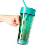 Mighty Mug Spill-Free Ice Tea & Coffee Tumbler with Straw, Double-Walled, Unspillable Cup, Condensation-Free, Unbreakable Tritan Plastic, BPA Free, (Teal, 20oz)