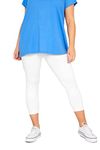 Yours for Good Curve Plus Size Cotton Soft Stretch Cropped High Waisted Leggings - Women's Yoga Workout Gym White 22