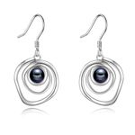 POPLYKE Black Pearl Dangle Earrings 925 Sterling Silver Freshwater Pearl Earrings Drop Dangle for Women Pearl Hook Earrings Birthday Gifts