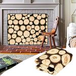 Magnetic Fireplace Cover for Inside Fireplace Stops Heat Loss, Fireplace Blanket Draft Stopper for Winter & Summer, Hot & Cold Air Blocker, 45”W X 34”H Insulated Fireplace Draft Cover- Wood Pile