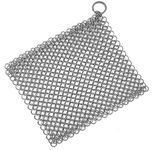 Cast Iron Scrubber 316 Stainless Steel Cast Iron Skillet Cleaner 8"x6" Chainmail Scrubber Scraper Chain Mail Link Scrub for Cast Iron Pre-Seasoned Pans, Griddles, BBQ Grills, and Pot Cookware Cleaning