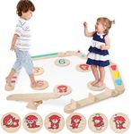 INNOPLAY Wooden Toddler Balance Beam, Montessori Balance Beam for Kids Development, Coordination Motor Skills Gymnastics Obstacle Course Toys for Girls Boys