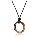 Jovivi Healing Crystal Pendant Necklace Women Men Natural Tiger Eye Crystals Gemstones Quartz Round Stone Cord Necklace Adjustable Jewellery Gifts