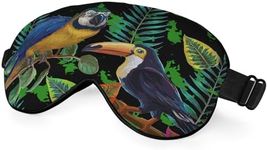 NOHSHE Tropical Birds Sleep Mask Eye Mask Plants Parrot Bright Leaves Colorful Bird Sleep Mask Light Blocking Adjustable Smooth Soft Eye Masks for Women Deep Rest Travel