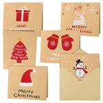 KUUQA 30Pcs Merry Christmas Greeting Cards Kraft Card Holiday Cards with Envelopes and Stickers, 4.72 x 7.87 Inches