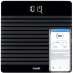 Vitafit Smart Digital Body Weight Bathroom Scale for Weighing and BMI via Smartphone App, Anti-Slip Safety Design, Clear LED Display and Batteries Included, Black