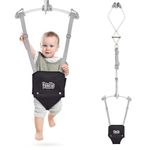 FUNLIO Baby Door Jumper for 6-24 Months (with Door Clamp), Baby Jumper Doorway with Strong Spring & Adjustable Strap, Portable Infant Door Bouncer, Bearing 40 Lbs, CPC & CE Certified - Black