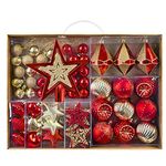 Valery Madelyn Red Gold Christmas Baubles Christmas Tree Decorations 70pcs 3-11cm Shatterproof Baubles for Christmas Tree Balls Ornaments for Traditional Xmas Decoration
