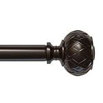 SZXIMU Curtain Rods for Windows 28 to 48 Inches, 3/4 Single Rods with Netted Texture Finials Bronze