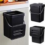 Awekliy Kitchen Compost Bin, Countertop Compost Container, Hanging Small Trash Can with Sealed Lid Under Sink，1.3 Gallon Mountable Compost Bucket.No Odor, for Kitchen/Bathroom/RV (Black)