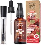BIONOBLE Organic Castor Oil Cold Pressed + Mascara Kit - Hexane Free, 100% Natural - Pure Castor Oil Organic for Eyelashes, Hair Growth, Eyebrows, Skin, Face - Glass Bottle, Pipette and Pump - 50ml