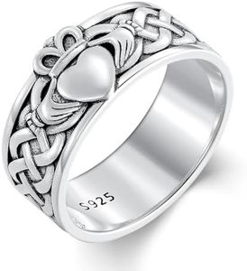 Seiyang Claddagh Ring 925 Sterling Silver Irish Rings Celtic Knot Jewelry Claddagh Band Gift for Men Women - Size 8