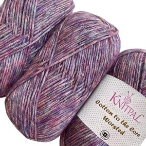 Cotton to The Core Worsted Weight Yarn for Crocheting, 3 Skeins, 654 Yds/300G, Free Patterns - Soft Cotton Yarn for Knitting - #4 Medium Worsted Weight - Grape Purple