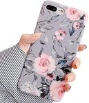 ZTUOK Compatible with iPhone 6/6s Case for Girls, Flexible Soft Slim Fit Full-Around Protective Cute Shell Flowers Phone Case Cover with Purple Floral and Gray Leaves Pattern for iPhone 6/6s…