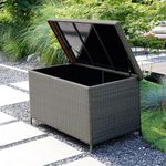 Grand patio Garden Storage Box 540L, Large Deck Box With All Weather Hand Woven Wicker, Garden Storage Container for Cushions, Toys and Outdoor Tools (Brown)