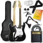 3rd Avenue Full Size 4/4 Left Handed Electric Guitar Kit in Black + 1 Month FREE Ultimate Guitar Pro & Courses - 10W Amp, Cable, Stand, Gig Bag, Strap, Strings, Picks, Capo