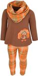 Unique Baby Girls 3 Piece Thanksgiving Turkey Embroidery Plaid Outfit (12)