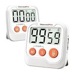 ThermoPro TM03 2-Pack Digital Timer for Kids & Teachers, Kitchen Timers for Cooking with 2-Level Alarm Volume, Countdown Timer Stopwatch for Classroom Supplies, Exercise, Baking, Playtime or Work