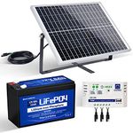 ECO-WORTHY 25W 12V Complete Solar Panel Kit: 25W Solar Panel + 8Ah Lithium Battery + 10A Controller for Off-Grid System/Chicken Coop/Automatic Door/Water Pump/DC Appliance