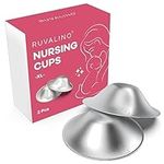 Original Silver Nursing Cups, RUVALINO® Breastfeeding Essentials Nipple Shields for Nursing Newborn, Nipple Cover for Breastfeeding, Healing Cups for Sore Nipple Relief, No Need Nipple Cream (XL)