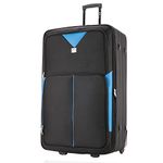 ATX Luggage Extra Large Suitcase Expandable Durable Lightweight Suitcases with 2 Wheels and Built-in 3 Digit Combination Lock (Black/Blue, 32 Inches, 134 Liters)