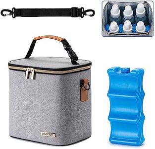 BABEYER Breastmilk Cooler Bag with Ice Pack Fits 6 Baby Bottles Up to 9 Ounce, Baby Bottle Bag with Shoulder Strap for Nursing Mom Daycare, Grey