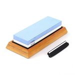 Carzy potato Angerstone Premium Knife Sharpening 1000/6000 Grit Professional Whetstone with Slip-Resistant Silicone Base, Non-slip Bamboo Base and Angle Guide