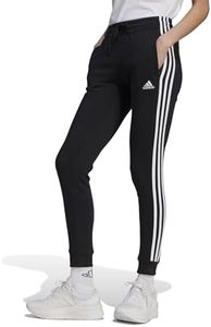 adidas Women's Sportswear Essentials 3-Stripes Fleece Joggers, Black/White, Large