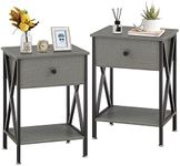 VECELO Nightstand,Side End Table wi