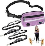 PetAmi Hands Free Dog Leash, Dog Running Leash Belt for Walking Jogging, Dog Waist Zipper Pouch Fanny Pack with Poop Bag Dispenser, Dual Padded Handle Bungee Leash for Small Medium Large Dogs, Double