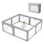 Doradotey Playpen Foldable Baby Playpen, 59x71 Play Pen Babies and Toddlers Adjustable Shape Play Pens for Indoors Large Playpens, Cationic Light Grey