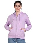 Alan Jones Clothing Women's Solid Cotton Regular Fit Hooded Sweatshirt (Lavender_M)