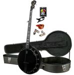 Deering Goodtime BLACKGRASS 5-String Bluegrass Banjo with Hard Case - All-Black Resonator, Neck and Hardware - Midnight