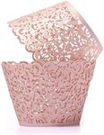 YOZATIA Vine Cupcake Wrappers, 60PCS Lace Cupcake Liners for Regular Sized Cupcake (Pink)