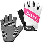 BOODUN Cycling Gloves for Men/Women Half Finger Fluorescence Breathable Non-slip Gloves with Palm Air Cushion - Pink - M