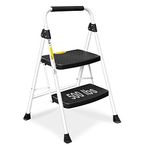 Soctone 2 Step Stool for Adults, Folding Step Ladder with Wide Anti-Slip Pedal, Small Step Ladder Multi-Use for Household, Kitchen, 500lbs/227kg Capacity, White