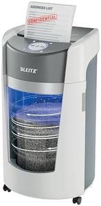 Leitz IQ OptiMax Office P5 Aktenvernichter mit Mikroschnitt, 12-10 Blatt (70-80 g/m²), Rotierender 35 Liter Behälter für 33% mehr Volumen (550 x A4), Extrem leise, 120 Min Dauerbetrieb, Weiß, 83600000