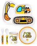 Lehoo Castle Kids Dinner Set, Toddler Dinner Set Children's Plates and Bowls Cup, Kids Trays for Eating Excavators Dinnerware Sets