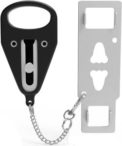 Portable Door Lock Black (2 Size) Home Security Door Locker Apartment Door Security Device Travel Door Defender Locks for Additional Privacy and Safety in Hotel Rooms, AirBNB, Bedrooms and Dorms