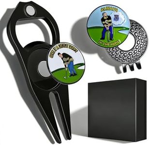 Funny Golf Divot Tool and Ball Marker with Magnetic Hat Clip, Personalized Happy-Gilmore Golf Markers for Putting Green, packaged in Black Box for Men Women Birthdays, Father’s Day, Holidays, Black