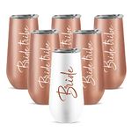 Ugiftcorner Bride Tribe Cups Set of 6 Bachelorette Cups for Guest Team Bride Bachelorette Party Favors Bridal Shower Gifts for Wedding Stainless Steel Insulated Tumbler with Lid Champagne Flute 6 OZ